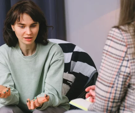 Young woman in a counselling session with Olivia Baker in Cheadle, Stockport.